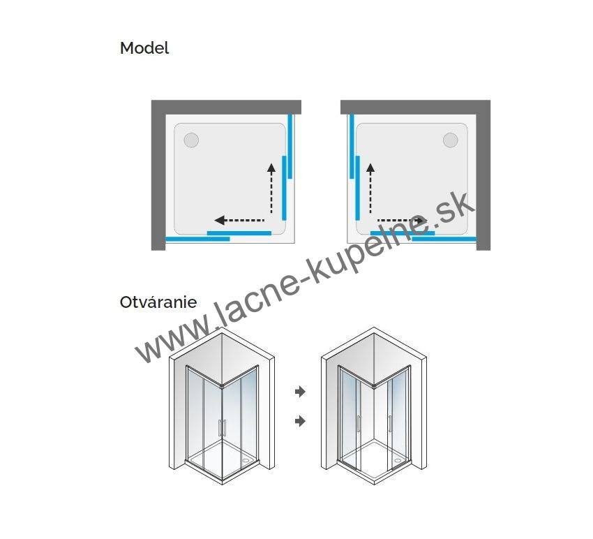 Aquatek WELLNESS BLACK A4 90x90 cm Sprchový kút s čiernym matným rámom