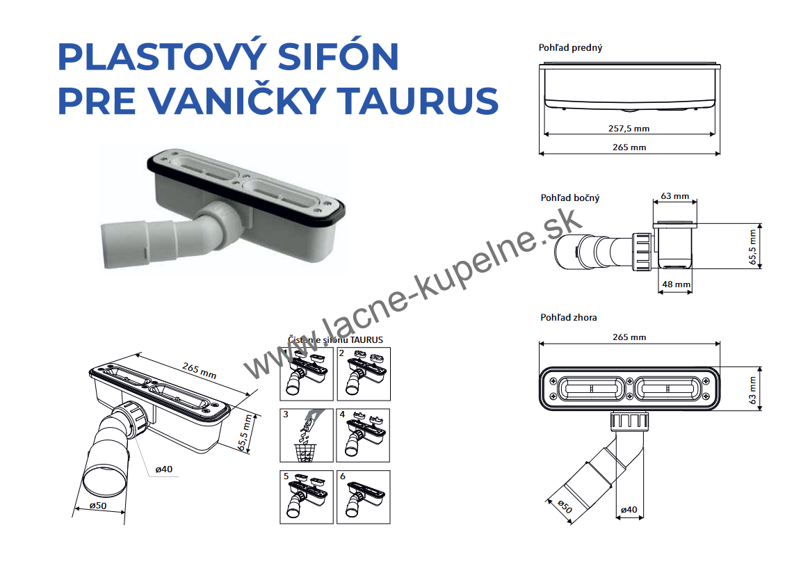 TAURUS 160x90 cm AQUATEK sprchová vanička obdlžniková liaty mramor + Sifón