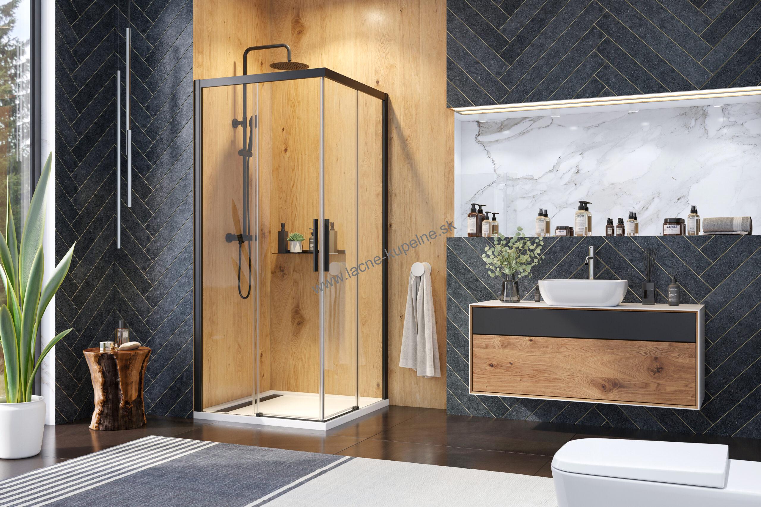 Aquatek WELLNESS BLACK A4 100x100 cm Sprchový kút s čiernym matným rámom