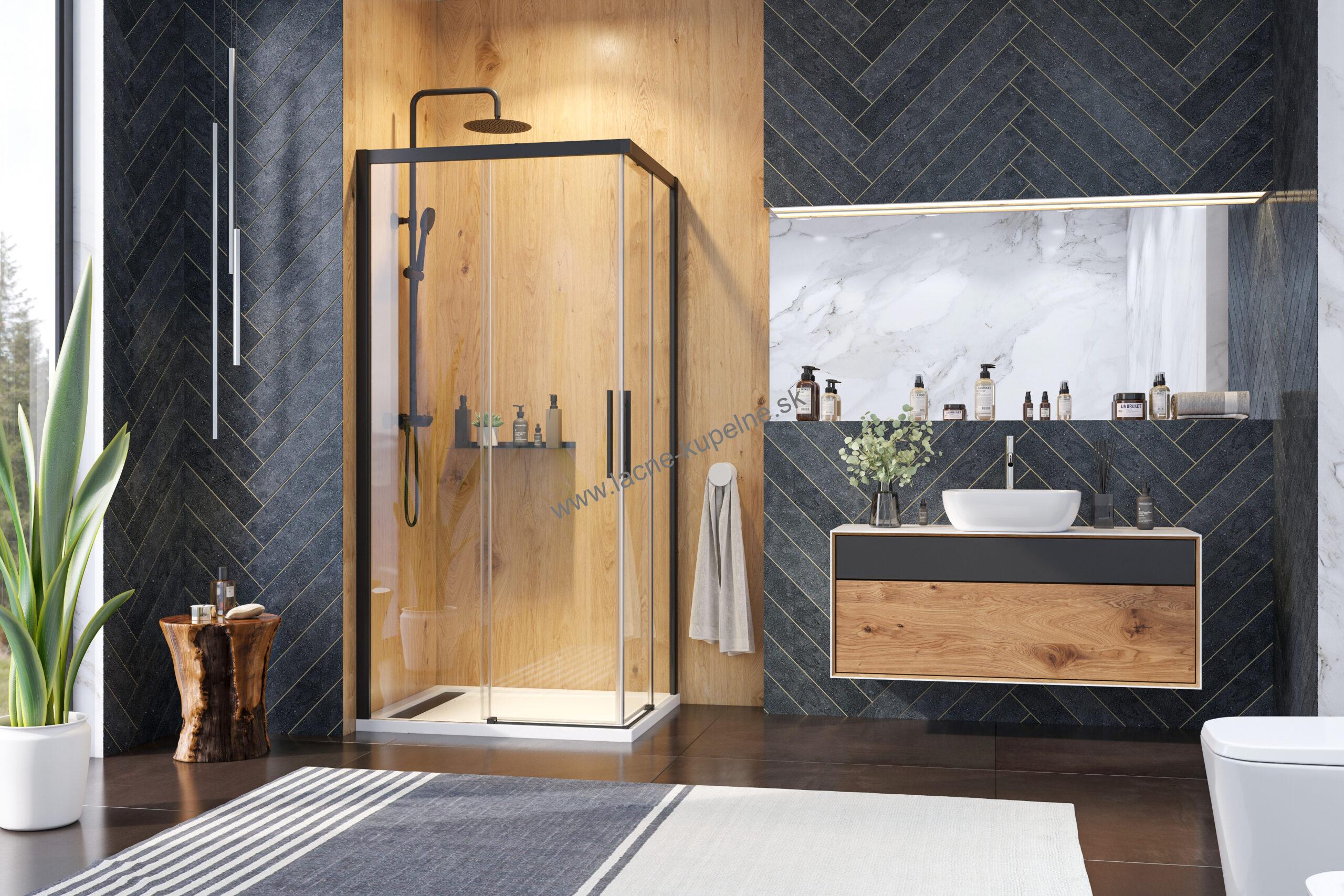 Aquatek WELLNESS BLACK R14 100x80 cm Sprchový kút s čiernym matným rámom