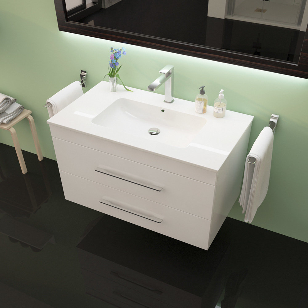 CITY80 obdĺžnikové keramické umývadlo 812x460x130 mm + Skrinka ENERGY2 800 závesná biela lesklá