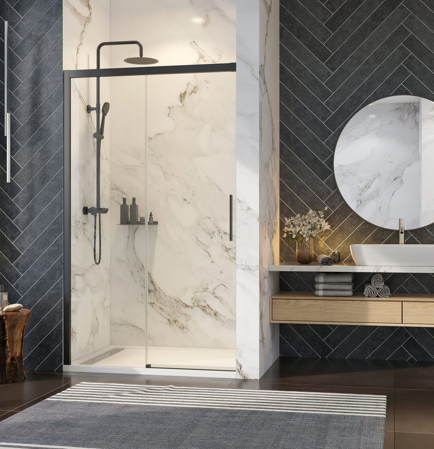 Aquatek WELLNESS BLACK B2 100-180 Sprchové dvere s jednými zásuvnými dverami