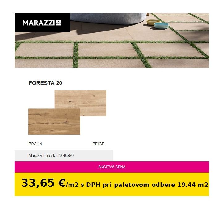 MARAZZI FORESTA 20 45x90x2 cm dlažba na terče 2 cm