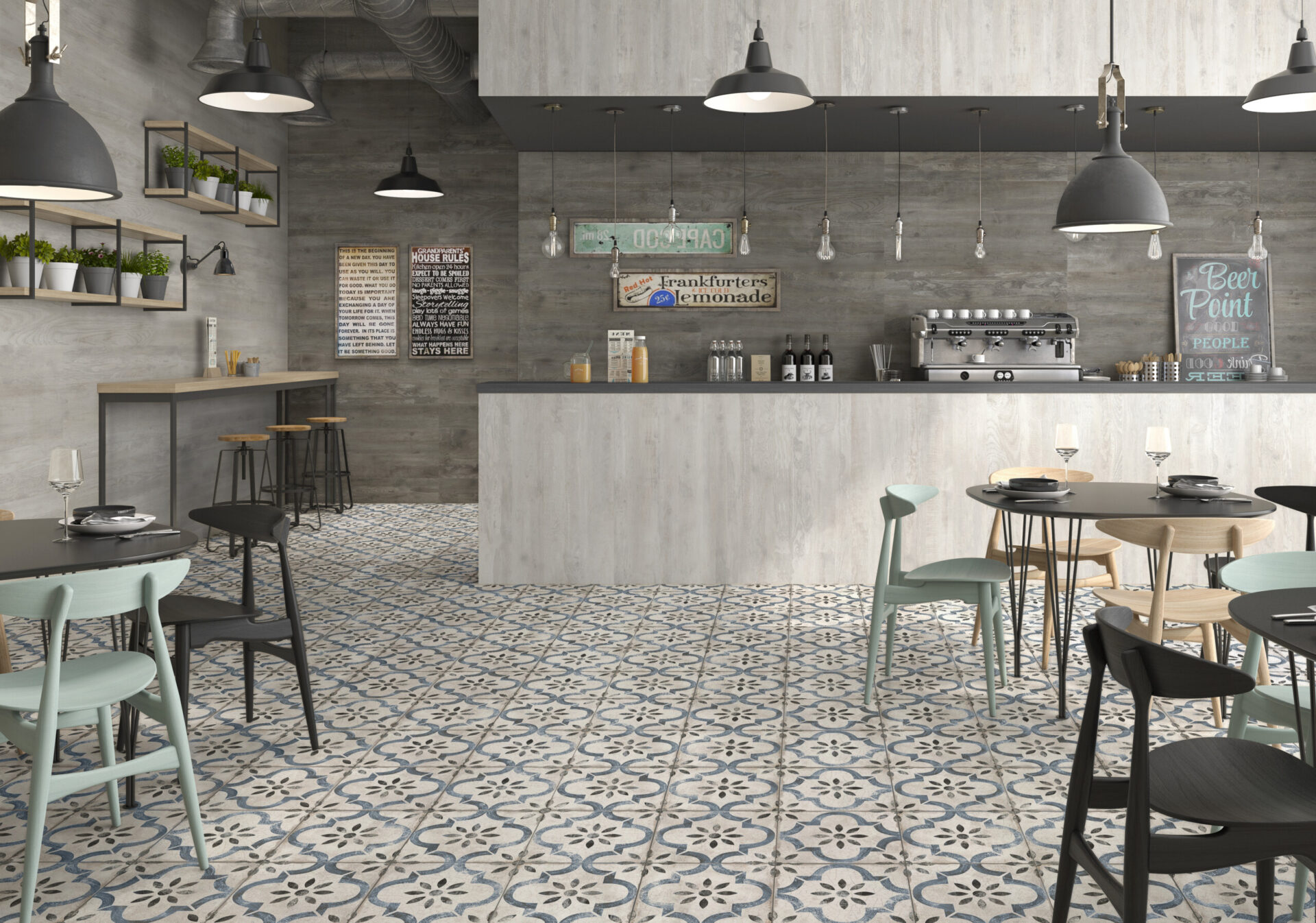 PRISSMACER CERAMICA LEEDS BLUE 45x45 cm, retro dlažba