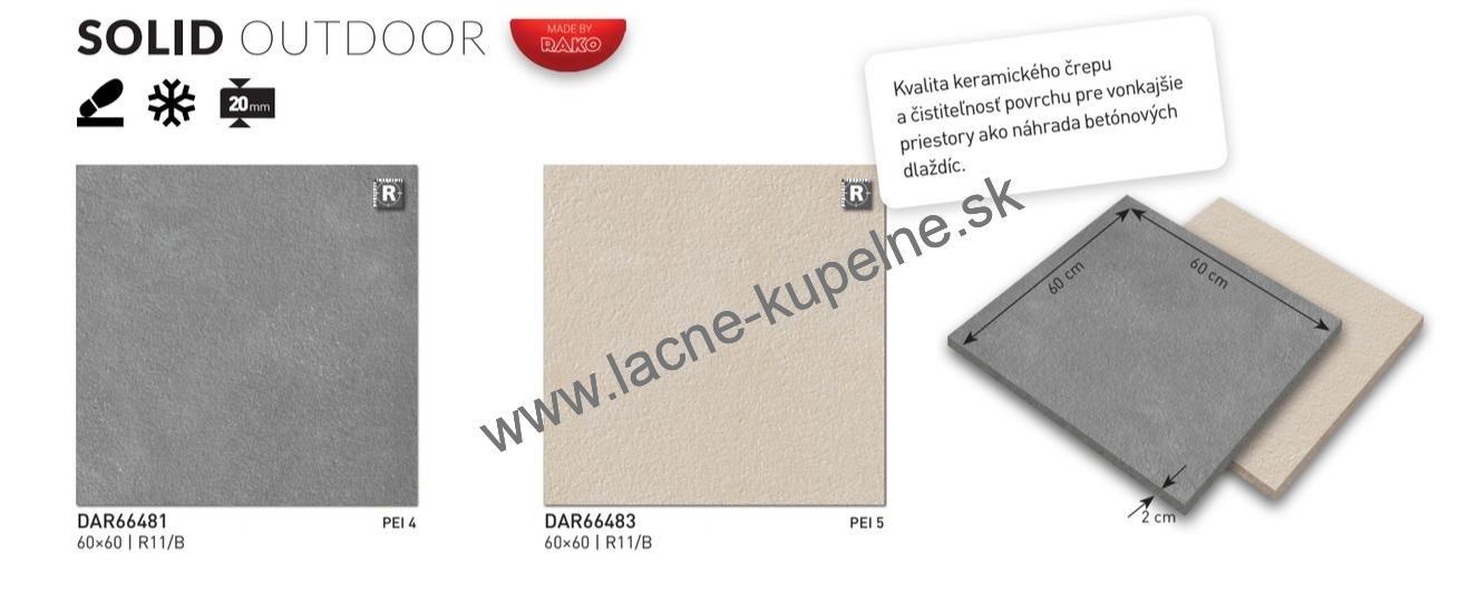 RAKO SOLID OUTDOOR 60x60x2 cm dlažba na terče 2 cm 