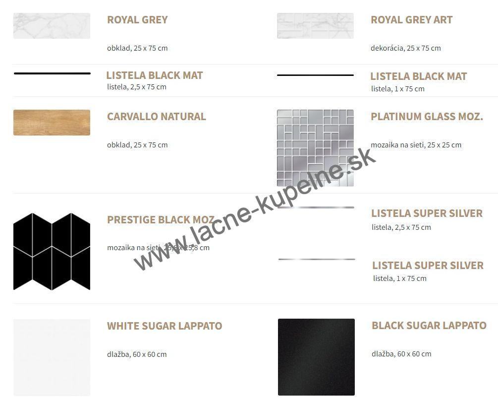 Ceramica Bianca ROYAL GREY 25x75 cm obklad do kúpeľne, 60x60 dlažba