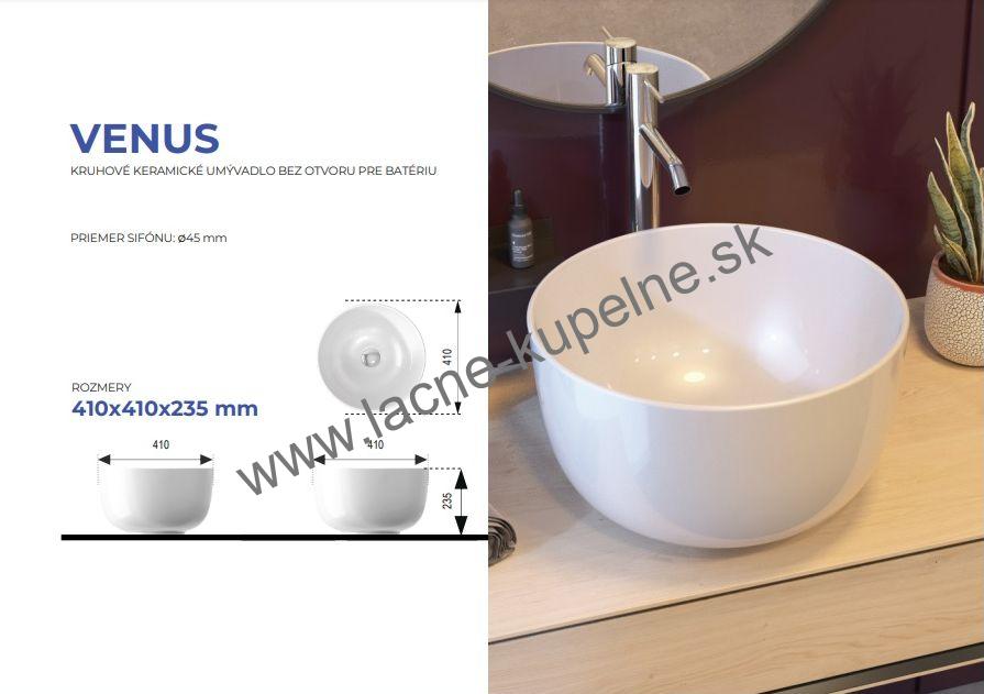 VENUS kruhové keramické umývadlo na dosku 410x410x235 mm