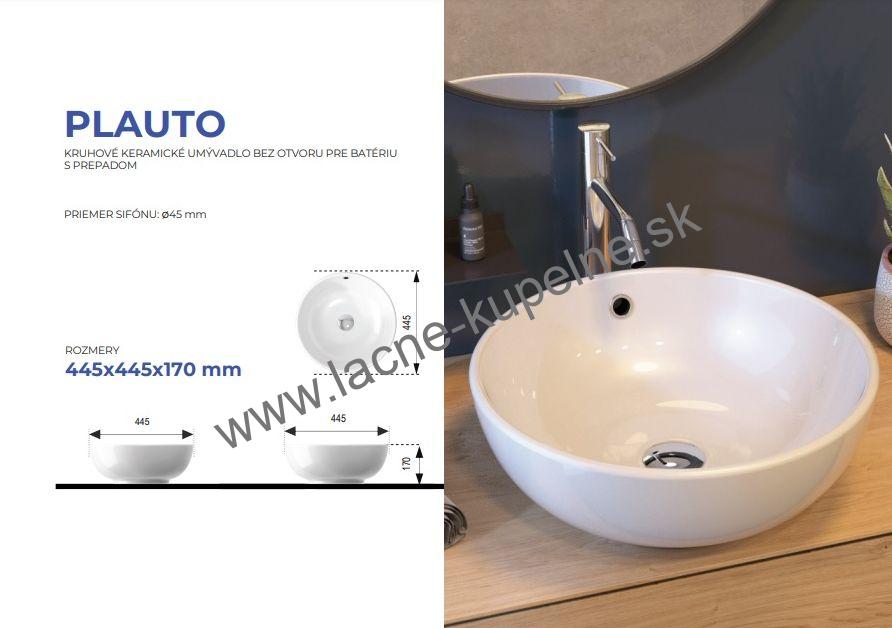 PLAUTO kruhové keramické umývadlo na dosku 445x445x170 mm