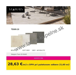 STARGRES TOWN 20 60x60x2 cm dlažba na terče, dlažba na terasu